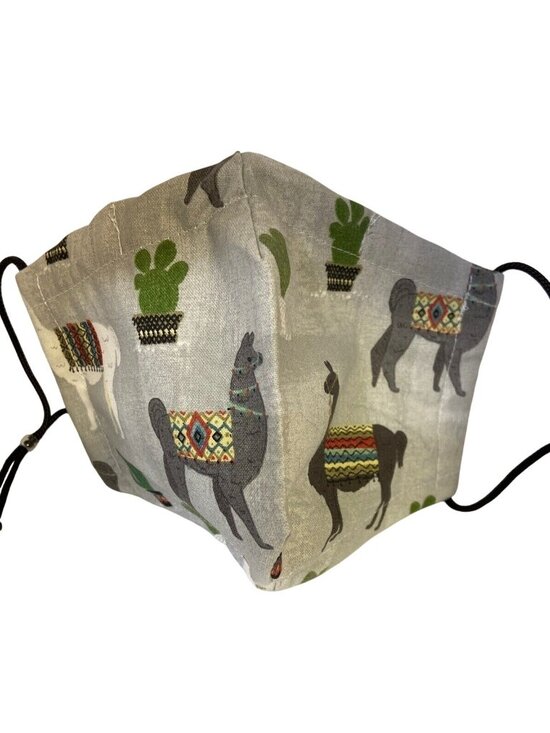 Handmade Other - Alpaca Llama Handmade Face Mask Adjustable Gray Cotton Blend